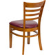 Burgundy Vinyl Seat/Cherry Wood Frame |#| Ladder Back Cherry Wood Restaurant Chair - Burgundy Vinyl Seat
