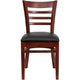 Black Vinyl Seat/Mahogany Wood Frame |#| Ladder Back Mahogany Wood Restaurant Chair - Black Vinyl Seat