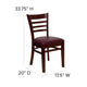 Burgundy Vinyl Seat/Mahogany Wood Frame |#| Ladder Back Mahogany Wood Restaurant Chair - Burgundy Vinyl Seat