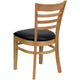 Black Vinyl Seat/Natural Wood Frame |#| Ladder Back Natural Wood Restaurant Chair - Black Vinyl Seat