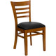 Black Vinyl Seat/Cherry Wood Frame |#| Ladder Back Cherry Wood Restaurant Chair - Black Vinyl Seat