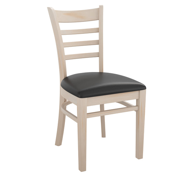 Burgundy Vinyl Seat/Black Wood Frame |#| Ladder Back Black Wood Restaurant Chair - Burgundy Vinyl Seat