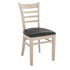 Black Vinyl Seat/Antique White Wood Frame |#| Ladder Back Antique White Wood Restaurant Chair - Black Vinyl Seat