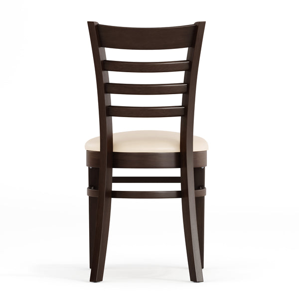 Tan Vinyl Seat/Walnut Wood Frame |#| Commercial Ladder Back Walnut Wood Restaurant Chair - Tan Vinyl Seat