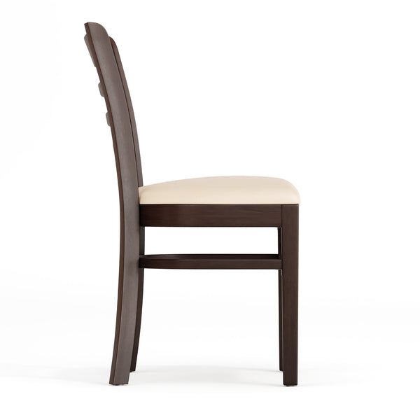 Mocha Vinyl Seat/Walnut Wood Frame |#| Commercial Ladder Back Walnut Wood Restaurant Chair - Mocha Vinyl Seat