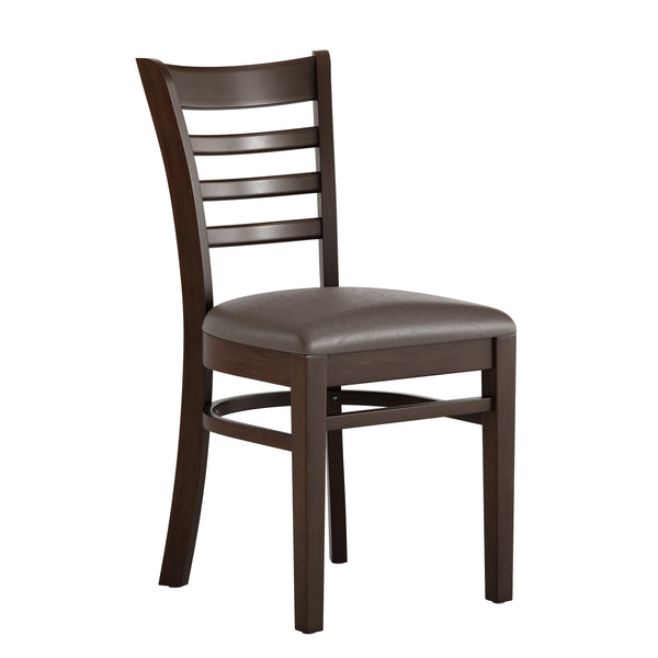 Mocha Vinyl Seat/Walnut Wood Frame |#| Commercial Ladder Back Walnut Wood Restaurant Chair - Mocha Vinyl Seat