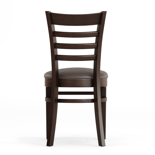 Mocha Vinyl Seat/Walnut Wood Frame |#| Commercial Ladder Back Walnut Wood Restaurant Chair - Mocha Vinyl Seat