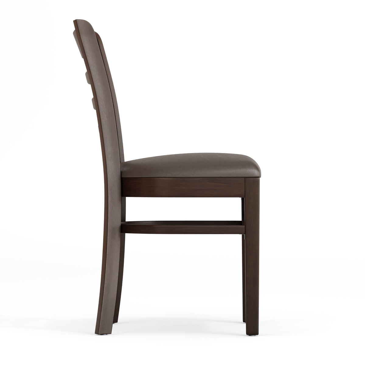 Mocha Vinyl Seat/Walnut Wood Frame |#| Commercial Ladder Back Walnut Wood Restaurant Chair - Mocha Vinyl Seat