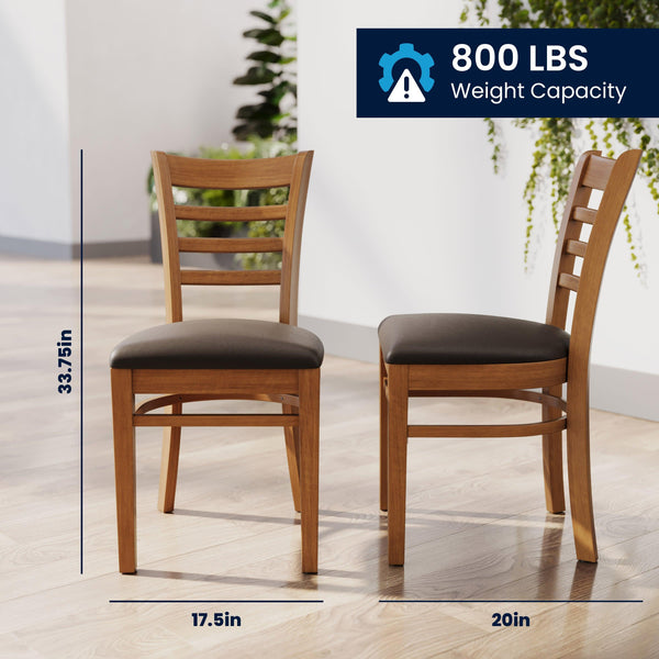 Mocha Vinyl Seat/Cherry Wood Frame |#| Commercial Ladder Back Cherry Wood Restaurant Chair - Mocha Vinyl Seat
