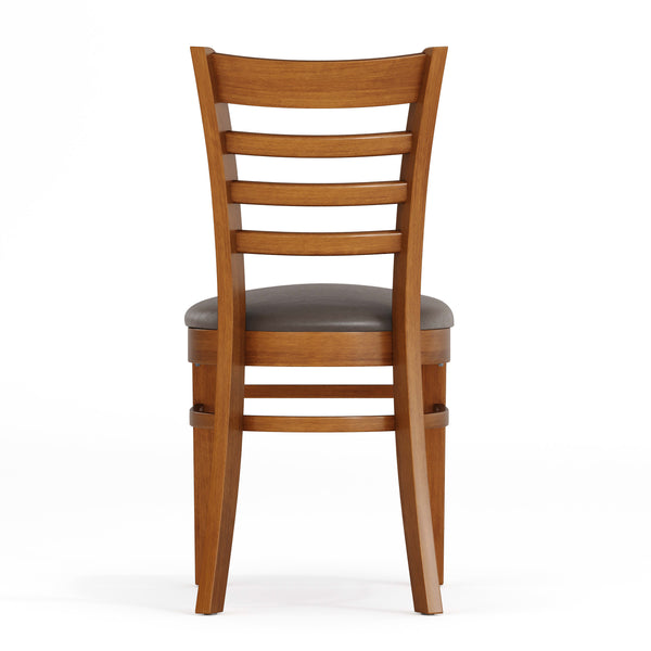 Mocha Vinyl Seat/Cherry Wood Frame |#| Commercial Ladder Back Cherry Wood Restaurant Chair - Mocha Vinyl Seat