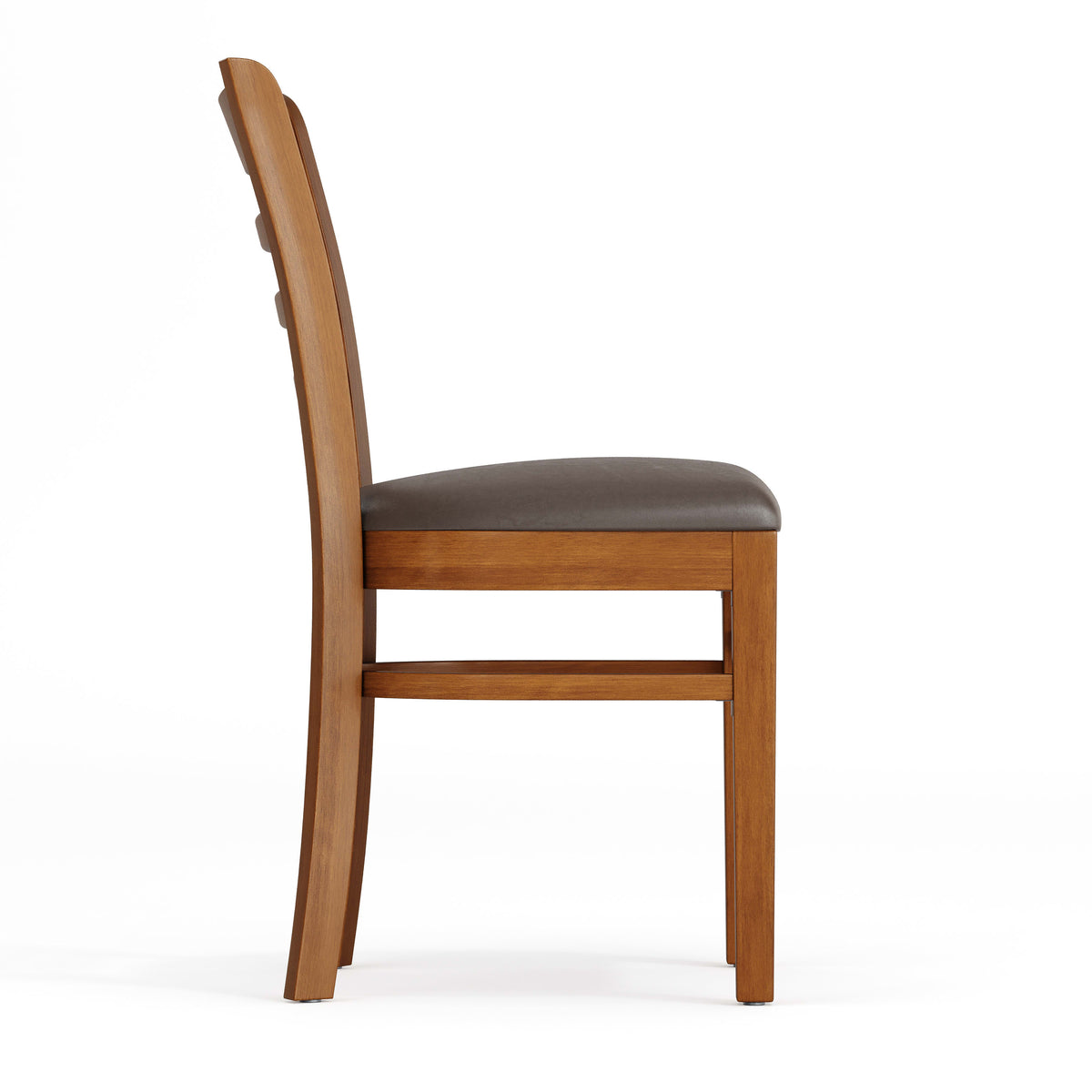Mocha Vinyl Seat/Cherry Wood Frame |#| Commercial Ladder Back Cherry Wood Restaurant Chair - Mocha Vinyl Seat