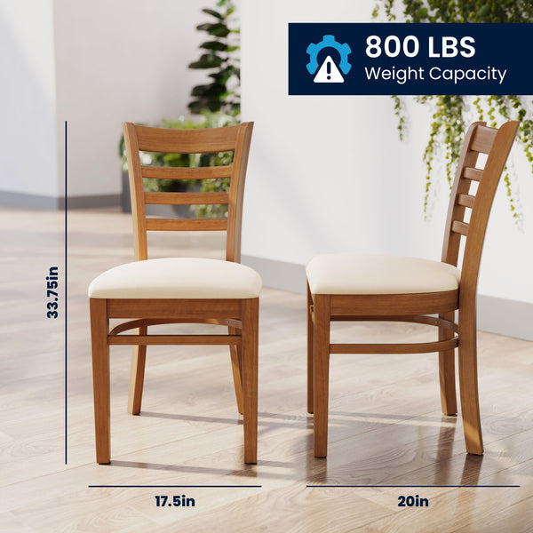Tan Vinyl Seat/Cherry Wood Frame |#| Commercial Ladder Back Cherry Wood Restaurant Chair - Tan Vinyl Seat