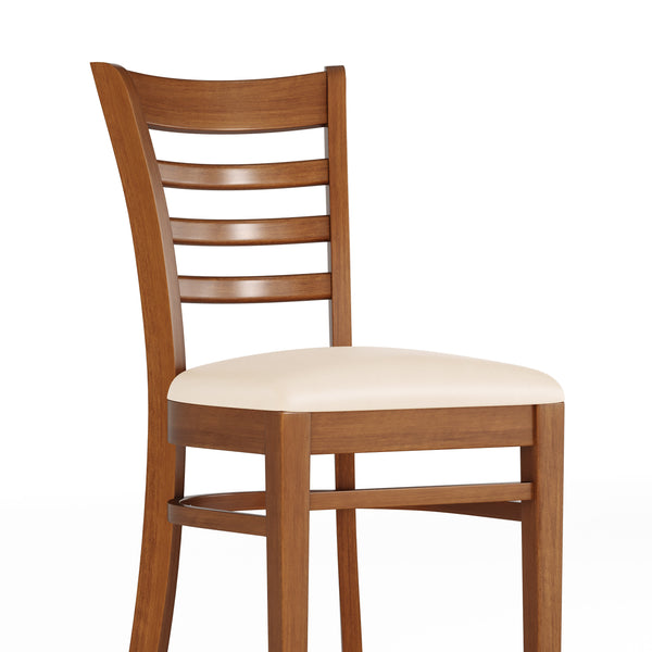 Tan Vinyl Seat/Cherry Wood Frame |#| Commercial Ladder Back Cherry Wood Restaurant Chair - Tan Vinyl Seat
