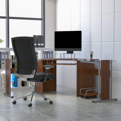 Laminate Corner Desk with Pull-Out Keyboard Tray and CPU Cart