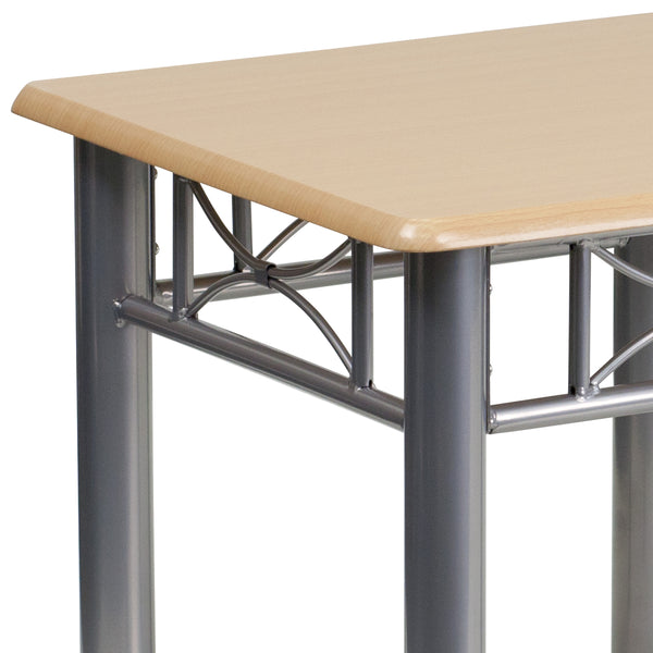 Natural |#| Natural Laminate End Table with Silver Steel Frame - Occasional Table