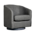 Landon Club Style Commercial Barrel Accent Armchair with 360 Degree Swivel Metal Base and Sloped Armrests