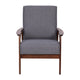 Dark Gray Faux Linen |#| Mid-Century Modern Gray Faux Linen Arm Chair with Wooden Frame and Arms