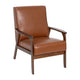 Cognac LeatherSoft |#| Mid-Century Modern Cognac LeatherSoft Arm Chair with Wooden Frame and Arms