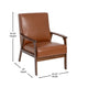 Cognac LeatherSoft |#| Mid-Century Modern Cognac LeatherSoft Arm Chair with Wooden Frame and Arms
