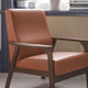 Cognac LeatherSoft |#| Mid-Century Modern Cognac LeatherSoft Arm Chair with Wooden Frame and Arms