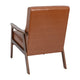 Cognac LeatherSoft |#| Mid-Century Modern Cognac LeatherSoft Arm Chair with Wooden Frame and Arms