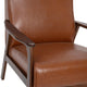 Cognac LeatherSoft |#| Mid-Century Modern Cognac LeatherSoft Arm Chair with Wooden Frame and Arms