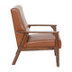 Cognac LeatherSoft |#| Mid-Century Modern Cognac LeatherSoft Arm Chair with Wooden Frame and Arms