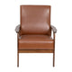 Cognac LeatherSoft |#| Mid-Century Modern Cognac LeatherSoft Arm Chair with Wooden Frame and Arms