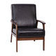 Black LeatherSoft |#| Mid-Century Modern Black LeatherSoft Arm Chair with Wooden Frame and Arms