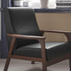 Black LeatherSoft |#| Mid-Century Modern Black LeatherSoft Arm Chair with Wooden Frame and Arms