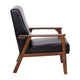 Black LeatherSoft |#| Mid-Century Modern Black LeatherSoft Arm Chair with Wooden Frame and Arms