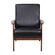 Black LeatherSoft |#| Mid-Century Modern Black LeatherSoft Arm Chair with Wooden Frame and Arms