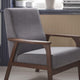 Dark Gray Faux Linen |#| Mid-Century Modern Gray Faux Linen Arm Chair with Wooden Frame and Arms