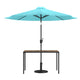 Teal |#| Black Steel Framed 30" x 48" Faux Teak Patio Table-Teal 9FT Patio Umbrella-Base