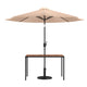 Tan |#| Black Steel Framed 30" x 48" Faux Teak Patio Table-Tan 9FT Patio Umbrella-Base