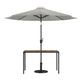 Gray |#| Black Steel Framed 30" x 48" Faux Teak Patio Table-Gray 9FT Patio Umbrella-Base