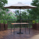 Gray |#| Black Steel Framed 30" x 48" Faux Teak Patio Table-Gray 9FT Patio Umbrella-Base