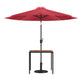 Red |#| Black Steel Framed 35" Square Faux Teak Patio Table-Red 9FT Patio Umbrella-Base
