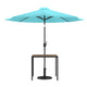 Teal |#| Black Steel Framed 35" Square Faux Teak Patio Table-Tan 9FT Patio Umbrella-Base