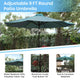 Teal |#| Black Steel Framed 35" Square Faux Teak Patio Table-Tan 9FT Patio Umbrella-Base