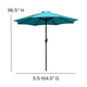 Teal |#| Black Steel Framed 35" Square Faux Teak Patio Table-Tan 9FT Patio Umbrella-Base