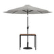 Gray |#| Black Steel Framed 35" Square Faux Teak Patio Table-Gray 9FT Patio Umbrella-Base