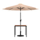 Tan |#| Black Steel Framed 35" Square Faux Teak Patio Table-Tan 9FT Patio Umbrella-Base