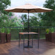 Tan |#| Black Steel Framed 35" Square Faux Teak Patio Table-Tan 9FT Patio Umbrella-Base