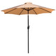 Tan |#| Black Steel Framed 35" Square Faux Teak Patio Table-Tan 9FT Patio Umbrella-Base