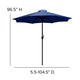 Navy |#| Black Steel Framed 35" Square Faux Teak Patio Table-Navy 9FT Patio Umbrella-Base