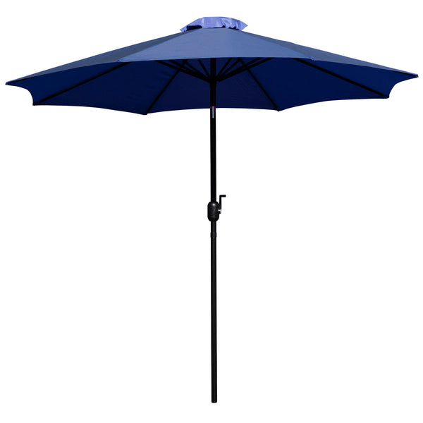Navy |#| Black Steel Framed 35" Square Faux Teak Patio Table-Navy 9FT Patio Umbrella-Base