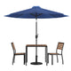 Navy |#| Faux Teak 35inch Square Patio Table, 2 Chairs & Navy 9FT Patio Umbrella with Base