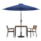 Navy |#| 35inch Square Faux Teak Patio Table, 2 Chairs and Navy 9FT Patio Umbrella with Base