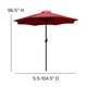 Red |#| 35inch Square Faux Teak Patio Table, 2 Chairs and Red 9FT Patio Umbrella with Base